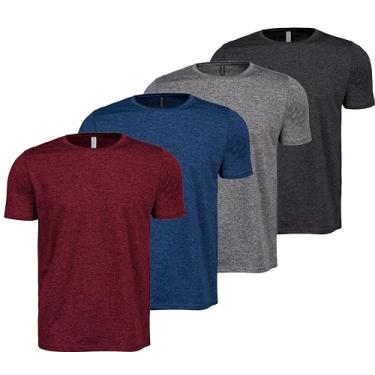 Imagem de Kit 4 Camisetas Masculina Dry Fit Academia Treino Fitness (BR, Alfa, XG, Regular, Vinho/Azul/Cinza/Chumbo)