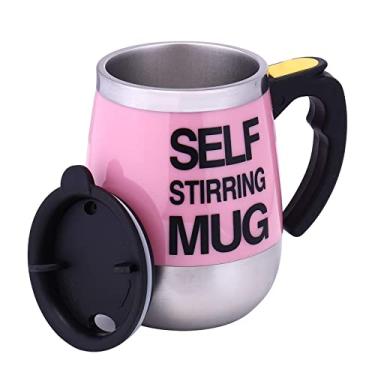 Imagem de IAMPDD Caneca de autoagitação automática copo de aço inoxidável para café/chá/chocolate quente/caneca de leite para escritório/cozinha/viagem/casa -450ml/425.2 g O melhor presente (rosa)