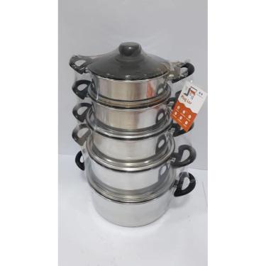 Imagem de Conjunto de Panela Polida Aramado 5 Unidades - Tampa Preta