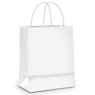 Imagem de Sacola De Papel Para Presente C/ 10 Unidades Liso Na Cor Branco - Tamanho 21,5x15x8 Cm - Cromus Embalagens
