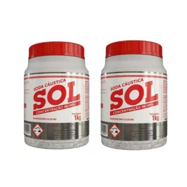 Imagem de Kit Soda Cáustica Sol 1Kg - Concentração 96% A 99% - 2 Unidades