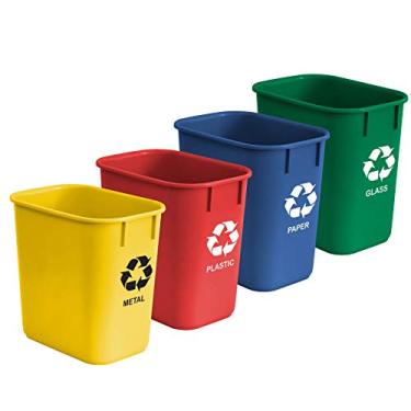 Imagem de Acrimet Cesto Seletivo 12 Litros – Kit com 4 Lixeiras para Reciclagem, Plástico Resistente, Empilhável, Cores Azul, Vermelho, Verde e Amarelo, 572.0