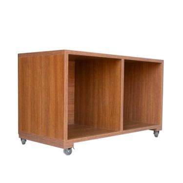 Imagem de Serena Estantes Estante Rack Para Vinil e Aparelho TOP-14 (Cinamomo) - 2 Prateleiras - Rack Organizador - Rack Para Discos De Vinil - Com Rodinhas