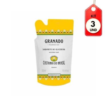 Imagem de Kit C/03 Granado Terapeutics Sabonete Líquido Castanha Refil 300ml