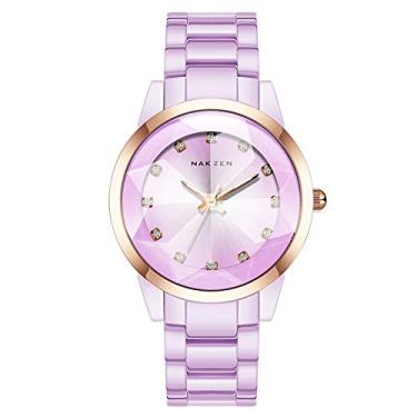 Imagem de Relógios femininos de quartzo fashion casual pulseira feminina colorida relógio de cerâmica marca de luxo elegante relógio feminino, A