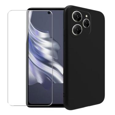 Imagem de WDMYLFTW Capa para Tecno Spark 20 Pro - TPU Flexível, Vidro Temperado, Resistente a Choques, Oleofóbico - Preto
