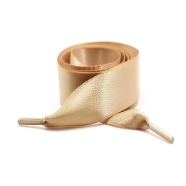Imagem de 1Pair Satin Shoe Laces Flat Silk Ribbon Shoelaces Width Boots Sneakers Laces For Shoes Length (Color : Khaki, Size : 80cm)