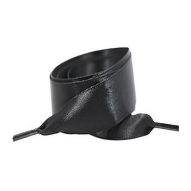 Imagem de Silk Flat Ribbons Sneakers Laces Wedding Unisex Suitable Satin Ided Polyester Smooth Women Candy Shoe ShoeLace (Color : Black, Size : 80cm)