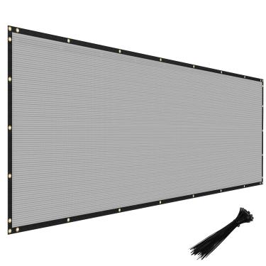 Imagem de Windscreen4less Cerca de tela de privacidade resistente na cor cinza 1,5 m x 1,5 m argolas de grama 150 GSM com abraçadeiras - tamanho personalizado