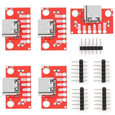 Imagem de Lind Kitchen 5 conjuntos de placa breakout USB tipo C, conectores e adaptadores de áudio e vídeo, conector fêmea básico breakout tipo PCB placa conversora 6P pino macho