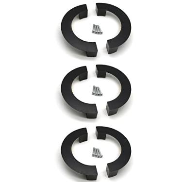 Imagem de Autuwintor Puxadores de armário, semicírculo preto puxa 3,8 polegadas C a C, espaçamento de meia lua, puxador de dedo de armário com parafusos, puxador de gaveta de porta, puxador de semicírculo, liga