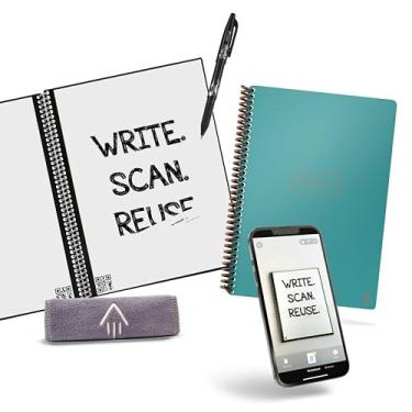 Imagem de Rocketbook Caderno inteligente reutilizável, caderno e agenda espiral Fusion Plus tamanho executivo, azul-petróleo, 15,24 cm x 22,4 cm