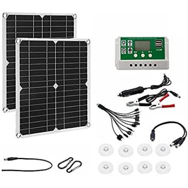 Imagem de Painel solar 300W 2pcs 150W 12V Módulo fotovoltaico monocristalino flexível de alta eficiência Controlador de carga 20A para barco, carro, motorhome, van, caravana, telhado, galpão, superfíc