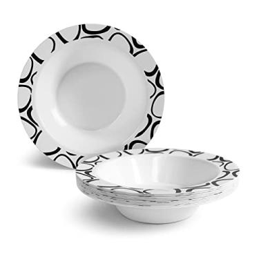 Imagem de WHISC Tigela de sopa descartável Deluxe de 400 ml [pacote com 10] - Conjunto de louça para casamentos, Natal, Ação de Graças - Serviço de plástico pesado [Coleção de padrões]