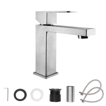 Imagem de Torneira preta fosca para pia de banheiro, filtro substituível, misturador de água fria, moderno, alça única, torneiras de saída, escovado 2