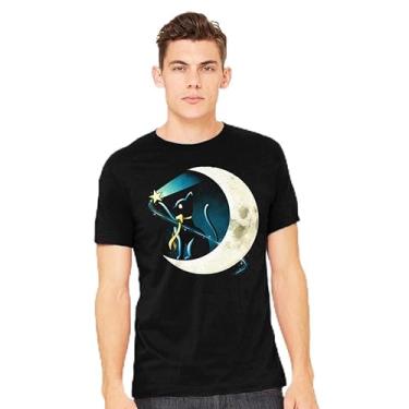 Imagem de TeeFury - Cat Star Comets - Camiseta masculina animal, gato, Preto, G