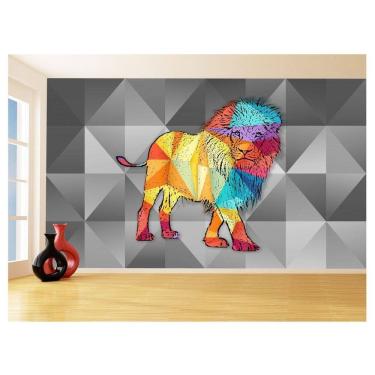 Imagem de Papel De Parede Animais Pop Art Leão Rei Selva 3,5M Pxa57