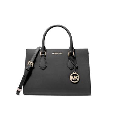 Imagem de Michael Kors bolsa feminina Sheila satchel média, Preto com ferragens douradas