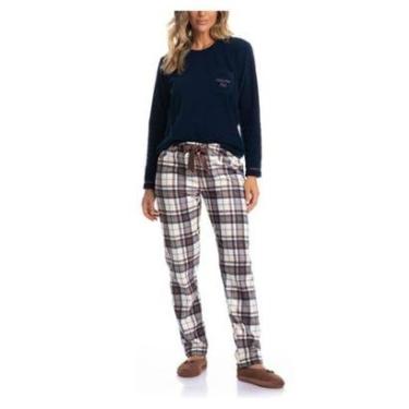 Imagem de Pijama Feminino Daniela Tombini Fleece Longo Marinho - 8974-Feminino