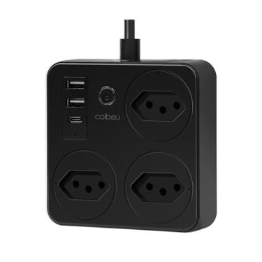 Imagem de Filtro de Linha, Tomada Inteligente Wifi, Extensão Tomada, Regua Tomada, Regua de Energia, 3 Tomadas, 2 Interfaces USB, 1 Porta USB Tipo-C, Suporte para Controle Por Voz, Controle de celular (Preto)