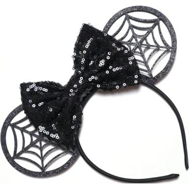 Imagem de CLGIFT Mickey Ears Halloween, orelhas de Mickey, orelhas de Mickey, orelhas de Minnie, orelhas de Halloween, fantasia de Halloween, orelhas de rato, orelhas de Mickey, faixa de cabeça (Web Black)