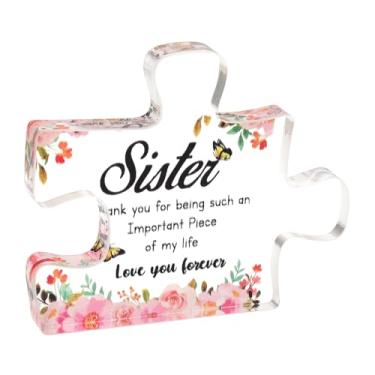 Imagem de Sister Gifts Paperweight for Women Big Sister Birthday Gifts from Little Sister Puzzle Piece Decoration for Desktop Sister in Law Wedding Gift for Sisters Cute Office Décor for Women Desk Shelves