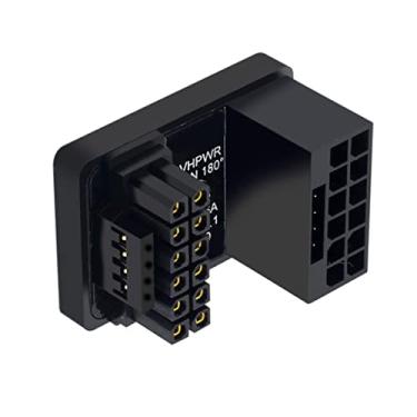 Imagem de CY Adaptador 12VHPWR ATX3.0 PCI-E 5.0 Adaptador modular de alimentação 12 + 4 pinos para 12 + 4 16 pinos ângulo para cima 360 graus em forma de U em ângulo traseiro para placa gráfica 4080 5090TI 16