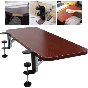 Imagem de Bandeja ergonômica para teclado Extensor de mesa dobrável Descanso de pulso Preto Bege Grande Gaveta para teclado Plataforma Apoio de braço Prateleira Suporte C Clip Carga 25kg Reduzir fadig