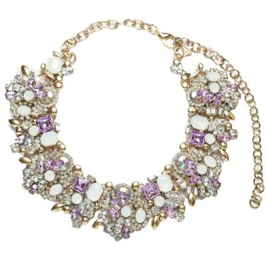 Imagem de XUENMB Colar retrô de strass grosso de cristal para mulheres, bijuteria para noiva, casamento, gargantilha com pedras preciosas, Gema, Esmeralda