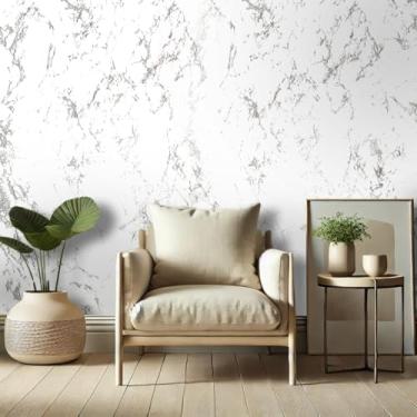 Imagem de Papel de Parede Adesivo Lavável Envelopamento Antimanchas 5 metros (Mármore Branco)