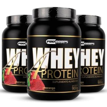 Imagem de Combo 3 Unidades - Whey 4 Protein 900g - Pro Corps (900g, Morango)