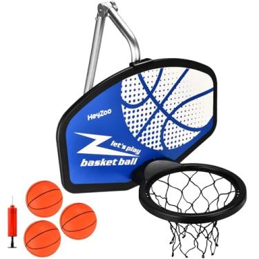 Imagem de Cesta de basquete de trampolim, com bomba e mini bolas, materiais plásticos, fácil de montar, resistente para ajuste de enterrado, impermeável, acessório de trampolim, todas as idades