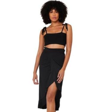 Imagem de Saia Fenda Envelope Tulipa Longa Transpassada Verão Saida de Praia Piscina VL0540-Feminino