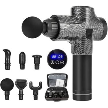 Imagem de Pistola Massageadora, Profissional, Portátil, Com Maleta, Sem Fio, Recarregável, Tela LCD, 30 Velocidades, 6 Ponteiras, Massagem Relaxamento, Massagem Muscular, Liberação Miofascial, Uso Pessoal, Fisioterapia, Carregamento USB - Tipo C, Bivolt, 3.200 repetições/min, Bateria de Longa Duração, Leve, S