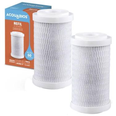 Imagem de Kit 02 Refil Carbon Block Acqua 5" Acquabios de Reposição Filtro Com T