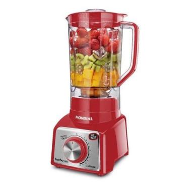 Imagem de Liquidificador Turbo Portátil Mondial Com 6 Velocidades, Red/Inox, 220