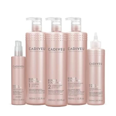 Imagem de Kit Cadiveu Repair Solution Shampoo Sem Sulfato Condicionador Máscara Litro Shot e Proteína (5 produtos)