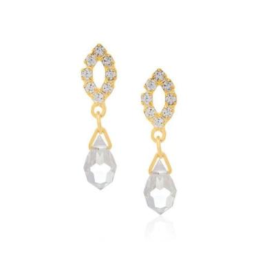 Imagem de Brincos banhado ouro 3x 24k 18k e 22k femininos pequenos cristais romm