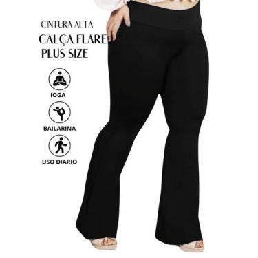 Imagem de Calça Flare Plus Size G1 G2 G3 G4 Boca De Sino Bailarina Cintura Bem A