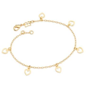 Imagem de Pulseira banhado ouro 3x 24k 18k e 22k feminina com pingentes berloque