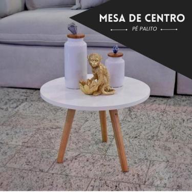 Imagem de Mesa De Canto Redonda Pe Palito Lateral Sofa - KELAN, Branco