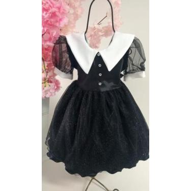 Imagem de Vestido Infantil Festa Halloween Wandinha Vandinha Addams - Só Princes