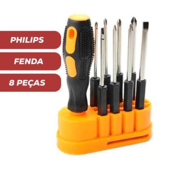 Imagem de Jogo De Chave Fenda Phillips 8 Peças Estojo Multiuso Universal Tools -
