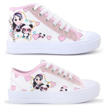 Imagem de Kit Combo 2 Pares Tênis Casual Infantil Feminino Botinha e Cano Baixo 