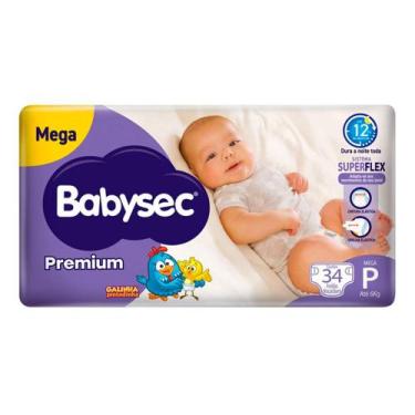 Imagem de Fralda Babysec Premium Tamanho P com 34 Fraldas Descartáveis, 34, P