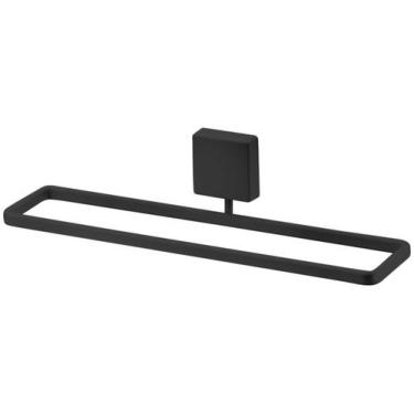Imagem de Suporte Porta Toalha Toalheiro 25cm Parede Banheiro Lavabo Preto Fosco