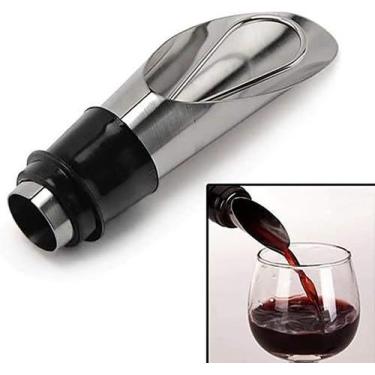 Imagem de Tampa Rolha Funil Garrafa De Vinho Em Inox Com Bico Dosador