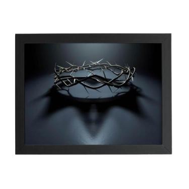 Imagem de Quadro Coroa De Espinhos Cristianismo Moldura Preta 60X40Cm - Plimshop