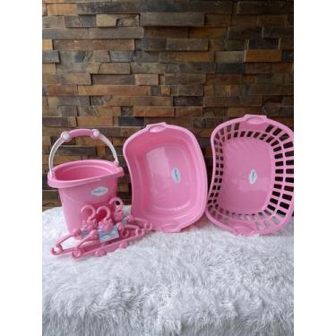 Imagem de Balde alça 11 L Bacia 17 L 12 Un cabide bebê Cesto de Roupa - PLASTBRA
