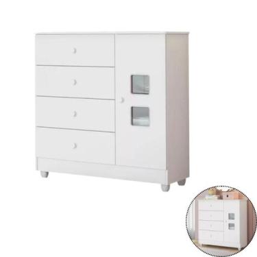 Imagem de Cômoda Quarto Criança Bebê Organizador Roupa 4 Gaveta - ANAYBEN, Branc